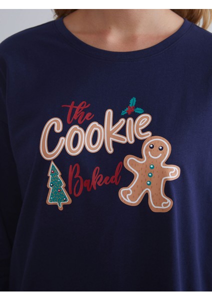 Yeni Sezon Kurabiye Adam Baskılı Kadın Pijama Takımı modelleri