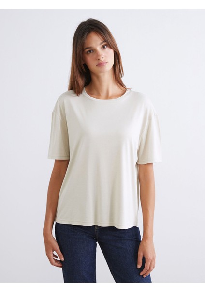 Yeni Sezon Bisiklet Yaka Modal Karışımlı Kadın Tişört 2'li fiyatları