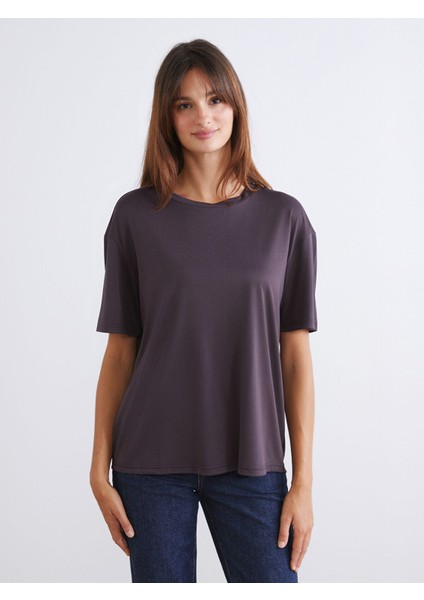 Yeni Sezon Bisiklet Yaka Modal Karışımlı Kadın Tişört 2'li modelleri