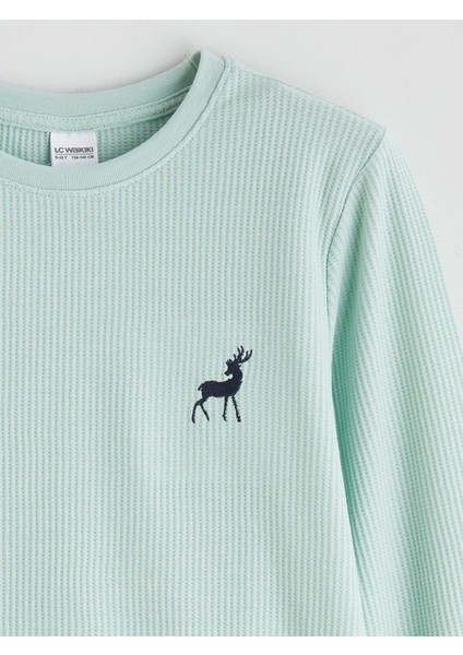 Yeni Sezon Baskılı Waffle Erkek Çocuk Pijama Takımı modelleri