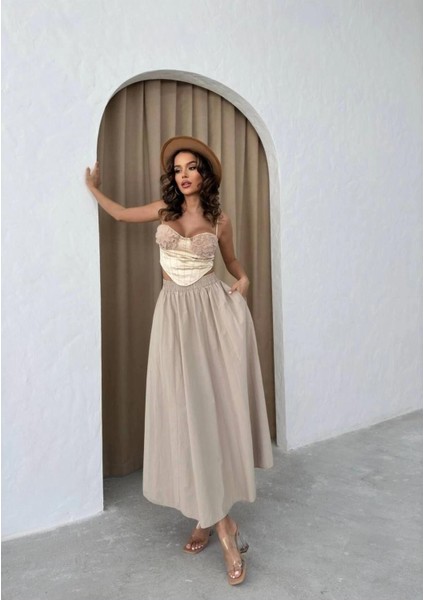 Midi Paraşüt Kadın Ince Etek