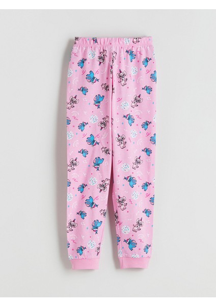 Yeni Sezon Bisiklet Yaka Stitch Baskılı Kız Çocuk Pijama Takımı indirimleri