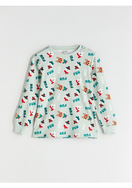 Yeni Sezon Bisiklet Yaka Yılbaşı Temalı Erkek Çocuk Pijama Takımı fiyatları