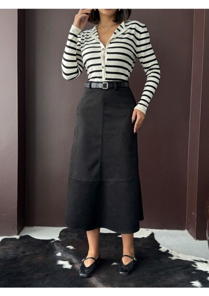 Scuba Süet Midi Boy Kadın Etek modelleri