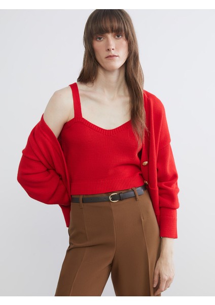 Yeni Sezon Kalp Yaka Kadın Triko Crop