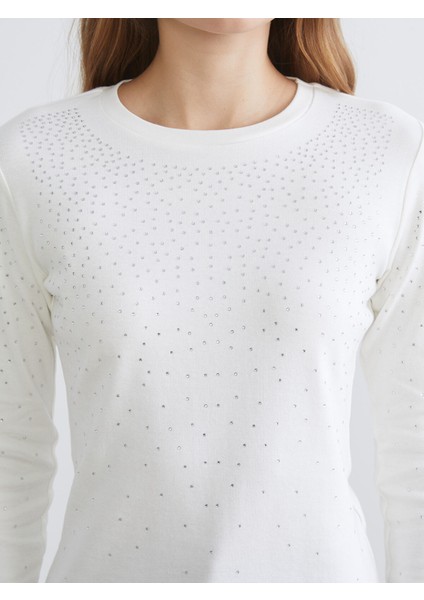 Yeni Sezon Bisiklet Yaka Taşlı Kadın Tişört modelleri