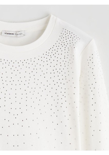 Yeni Sezon Bisiklet Yaka Taşlı Kadın Tişört indirimleri