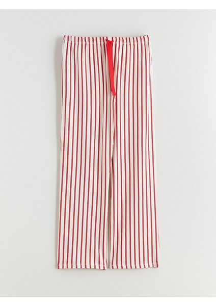 Yeni Sezon Beli Lastikli Çizgili Kadın Pijama Altı