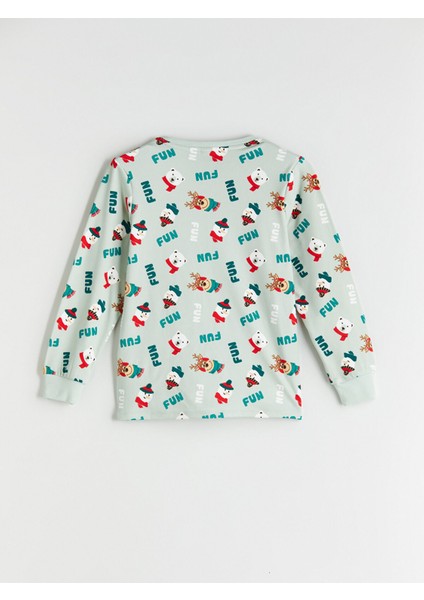 Yeni Sezon Bisiklet Yaka Yılbaşı Temalı Erkek Çocuk Pijama Takımı fırsatları