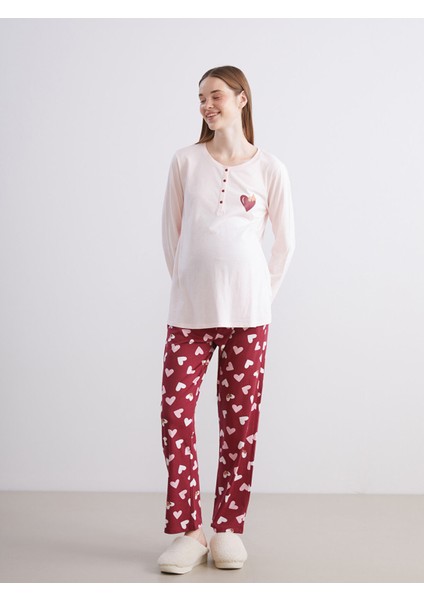 Yeni Sezon Beli Lastikli Desenli Hamile Pijama Altı