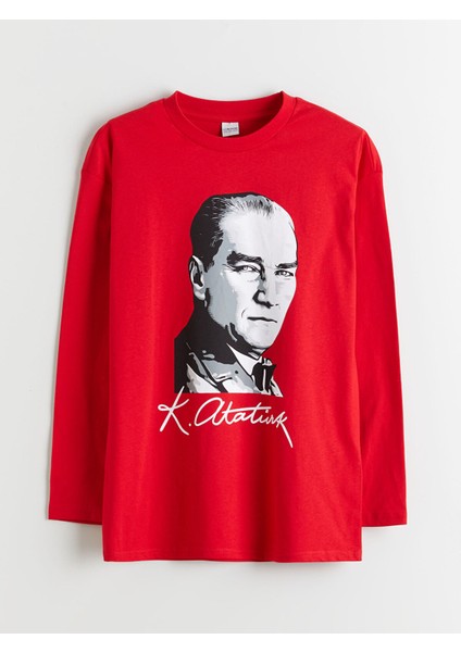 Yeni Sezon Bisiklet Yaka Atatürk Baskılı Erkek Çocuk Tişört