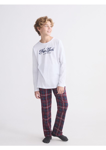 Yeni Sezon Bisiklet Yaka Erkek Çocuk Pijama Takımı