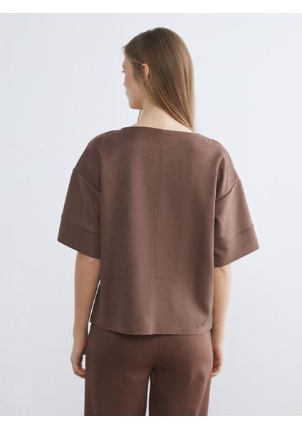 Yeni Sezon Bisiklet Yaka Kadın Süet Tişört fırsatları