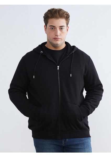Yeni Sezon Büyük Beden Kapüşonlu Erkek Kalın Fermuarlı Sweatshirt