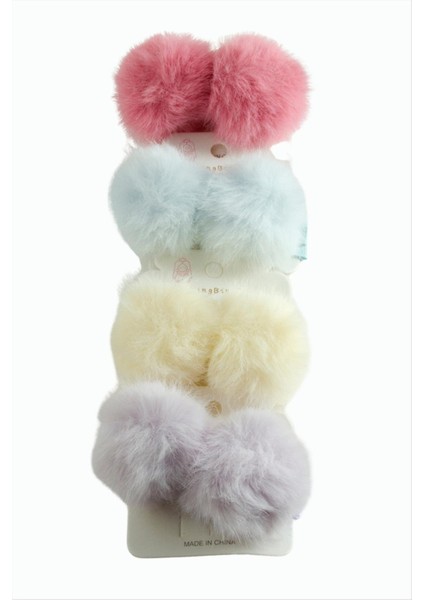 Tüylü Ponponlu Lastikli Toka 2 Adet