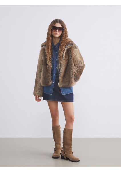 Yeni Sezon Dik Yaka Kadın Kürk Mont fiyatları