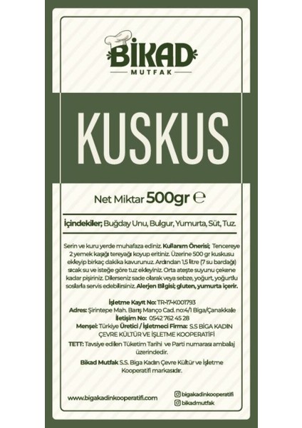 Mutfak Kuskus (500 Gram) fiyatları