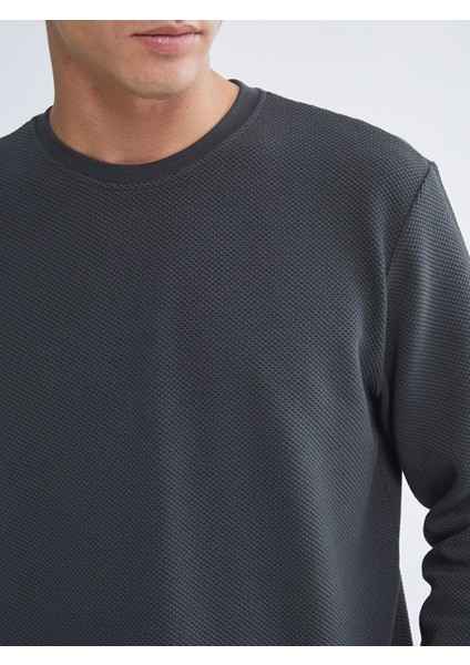 Yeni Sezon Bisiklet Yaka Uzun Kollu Erkek Dokulu Sweatshirt modelleri