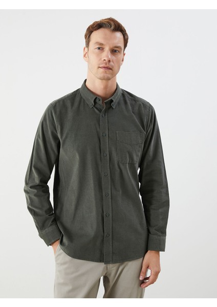 Yeni Sezon Regular Fit Uzun Kollu Kadife Erkek Gömlek