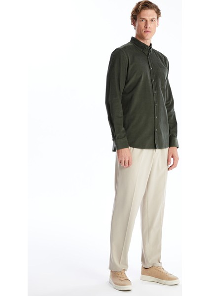 Yeni Sezon Regular Fit Uzun Kollu Kadife Erkek Gömlek fırsatları