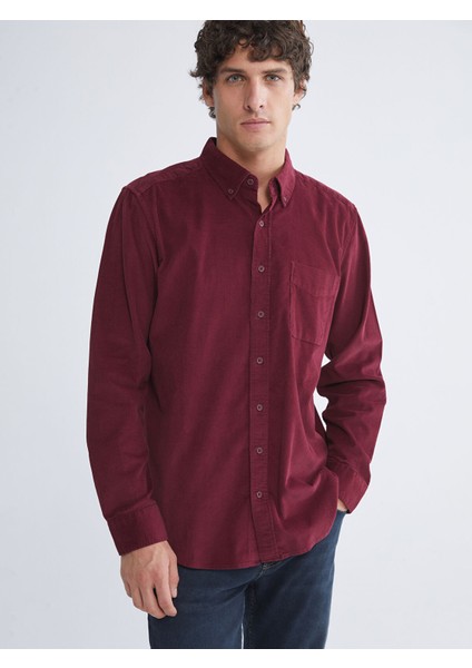 Yeni Sezon Regular Fit Uzun Kollu Kadife Erkek Gömlek