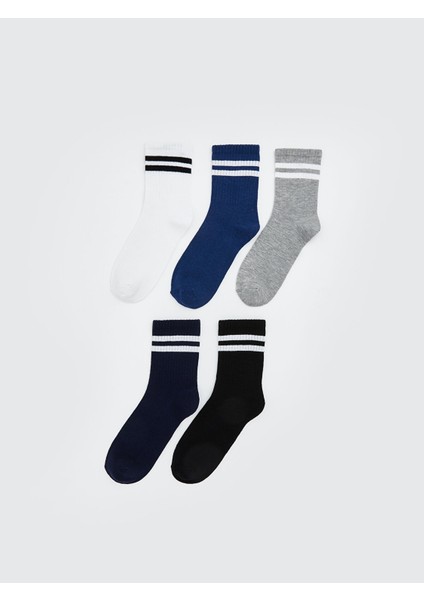 Yeni Sezon Çizgili Erkek Çocuk Soket Çorap 5'li
