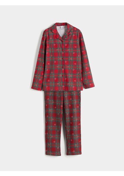 Yeni Sezon Ekose Desenli Kız Çocuk Pijama Takımı