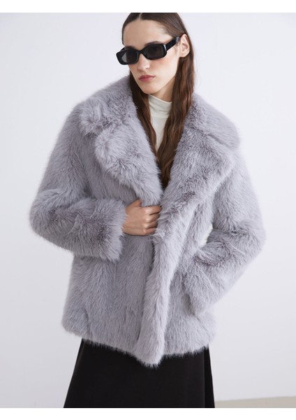 Yeni Sezon Ceket Yaka Kadın Kürk Mont