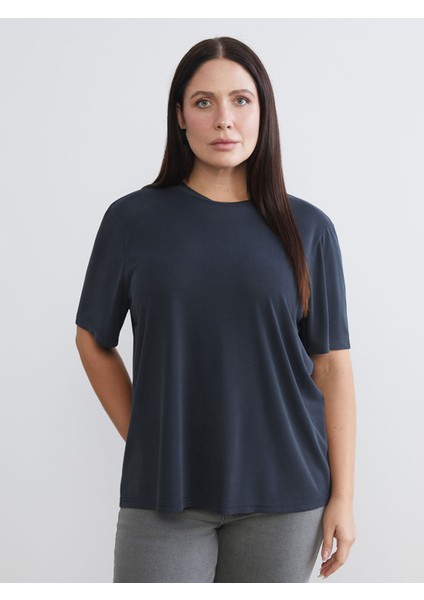 Yeni Sezon Büyük Beden Bisiklet Yaka Kadın Tişört 2'li fiyatları