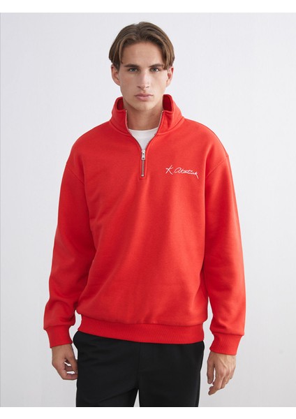 Yeni Sezon Dik Yaka Atatürk Temalı Erkek Kalın Sweatshirt