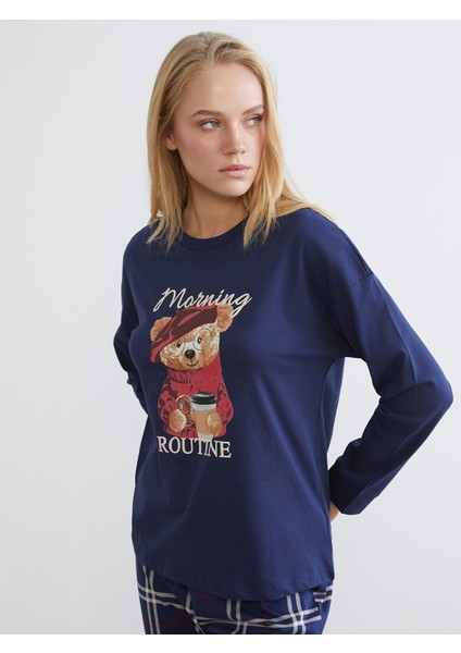 Yeni Sezon Ayı Teddy Baskılı Kadın Pijama Takımı fiyatları