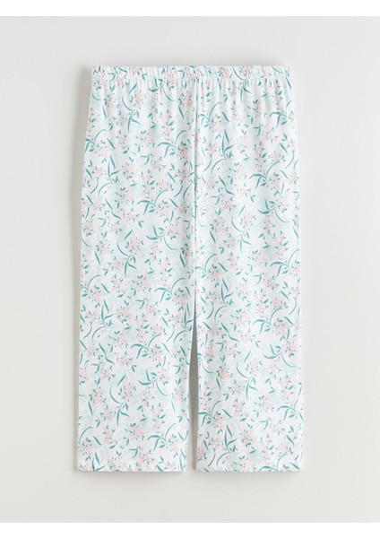 Yeni Sezon Beli Lastikli Çiçekli Kadın Kapri Pijama Altı