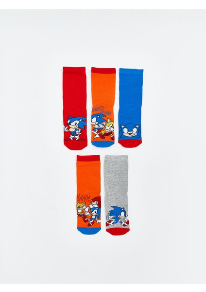 Yeni Sezon Sonic Desenli Erkek Çocuk Soket Çorap 5'li