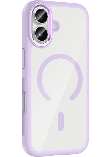 iPhone 17 Kılıf M-Safe Şarj Özellikli Metal Kamera Çerçeveli Zore Tiko Kapak - Mavi