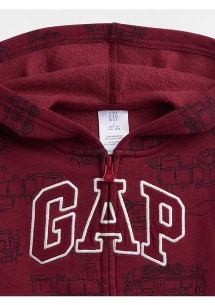 Erkek Bebek Bordo Gap Easy Logo Baskılı Fermuarlı Sweatshirt fiyatları