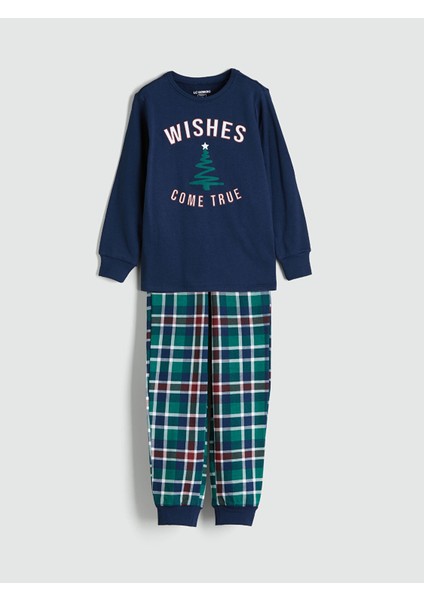 Yeni Sezon Bisiklet Yaka Baskılı Erkek Çocuk Pijama Takımı