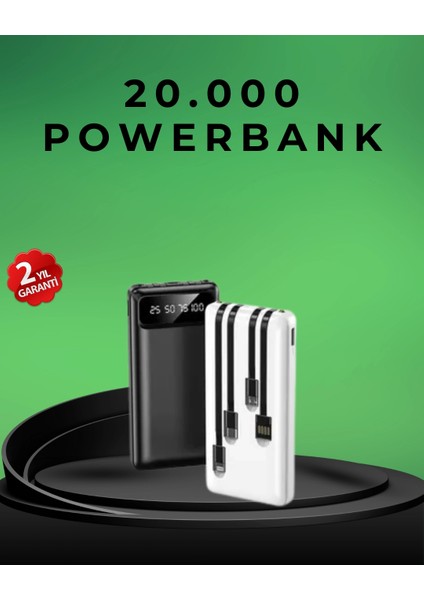 Kamp ve Seyahat Için 20.000MAH LED Işıklı Hızlı Şarj Powerbank