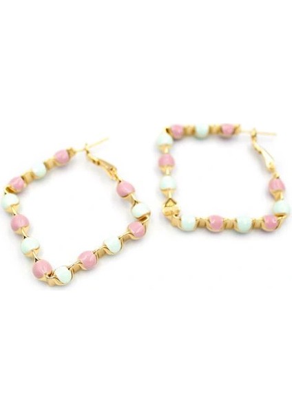 Mineli Halka Küpe - Pembe