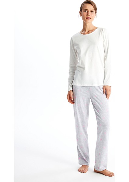 Yeni Sezon Beli Lastikli Puantiyeli Kadın Pijama Alt