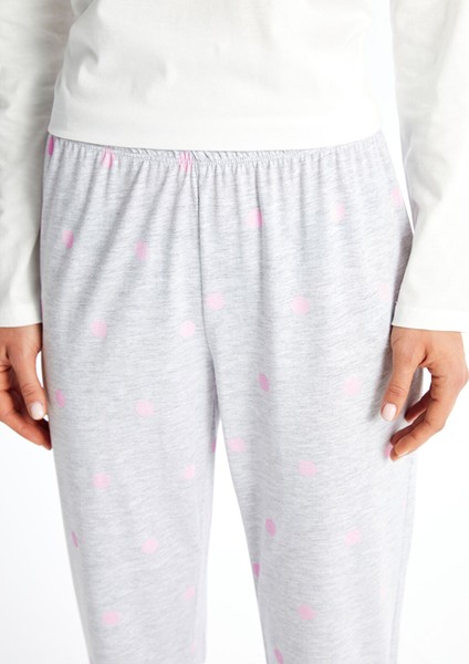 Yeni Sezon Beli Lastikli Puantiyeli Kadın Pijama Alt modelleri