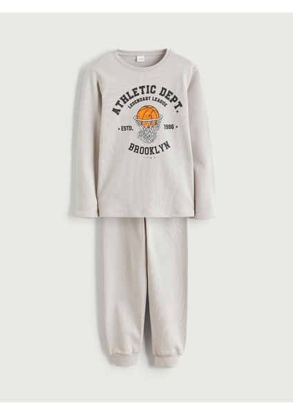 Yeni Sezon Bisiklet Yaka Erkek Çocuk Pijama Takımı modelleri