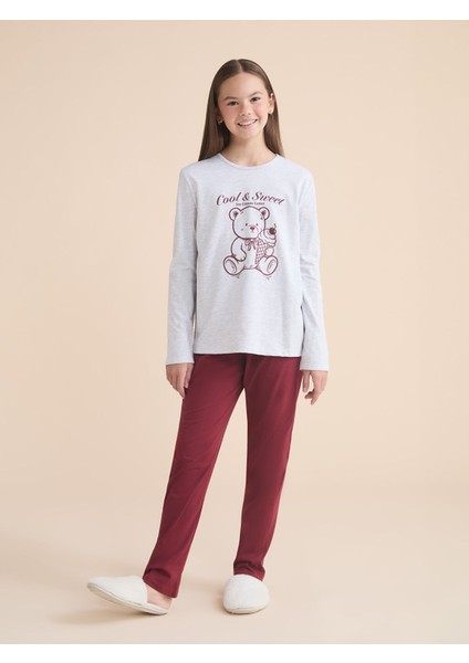 Yeni Sezon Bisiklet Yaka Kız Çocuk Pijama Takımı