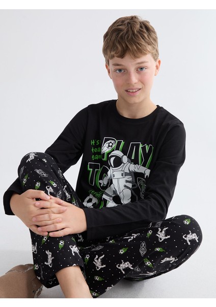 Yeni Sezon Bisiklet Yaka Erkek Çocuk Pijama Takımı