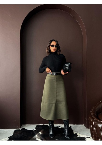 Scuba Süet Midi Boy Kadın Etek modelleri