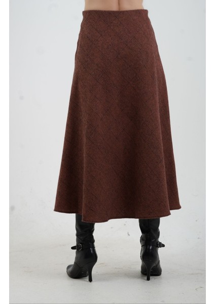 Kızıl Kahve Kareli Verev Etek indirimleri