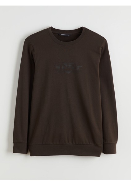 Yeni Sezon Bisiklet Yaka Baskılı Erkek Sweatshirt indirimleri