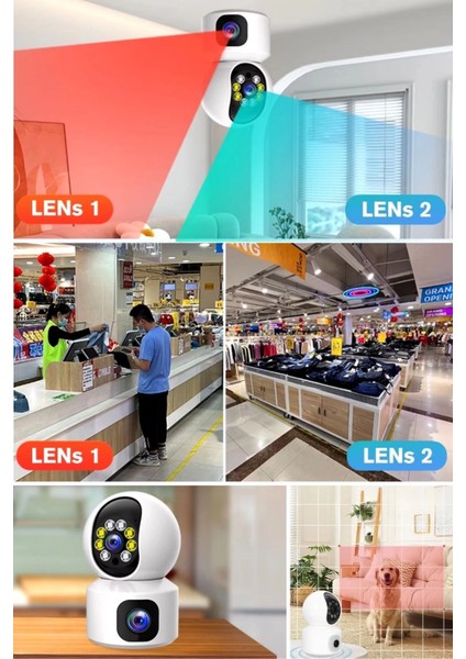 Çift Kameralı Wifi Bağlantılı Gece Görüşlü Ev Tipi Güvenlik Kamerası Yosee