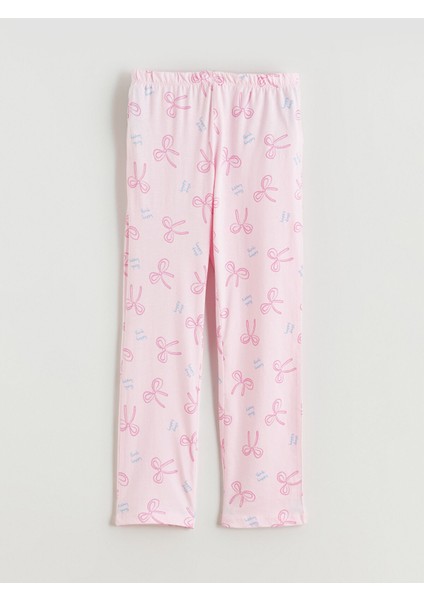 Yeni Sezon Bisiklet Yaka Fiyonk Baskılı Kız Çocuk Pijama Takımı indirimleri