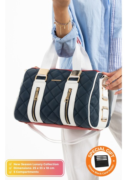 Orijinal Just Polo Collection Silindir Spor Model Kapitone Çapraz Askılı Büyük Boy Şık Omuz Çantası