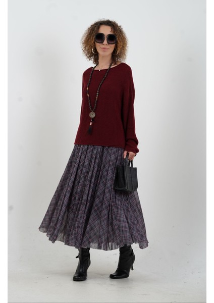 Bordo Kayık Yaka Basic Triko Kazak fiyatları